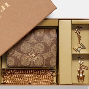 Coach Boxed Mini Wallet on a Chain Set